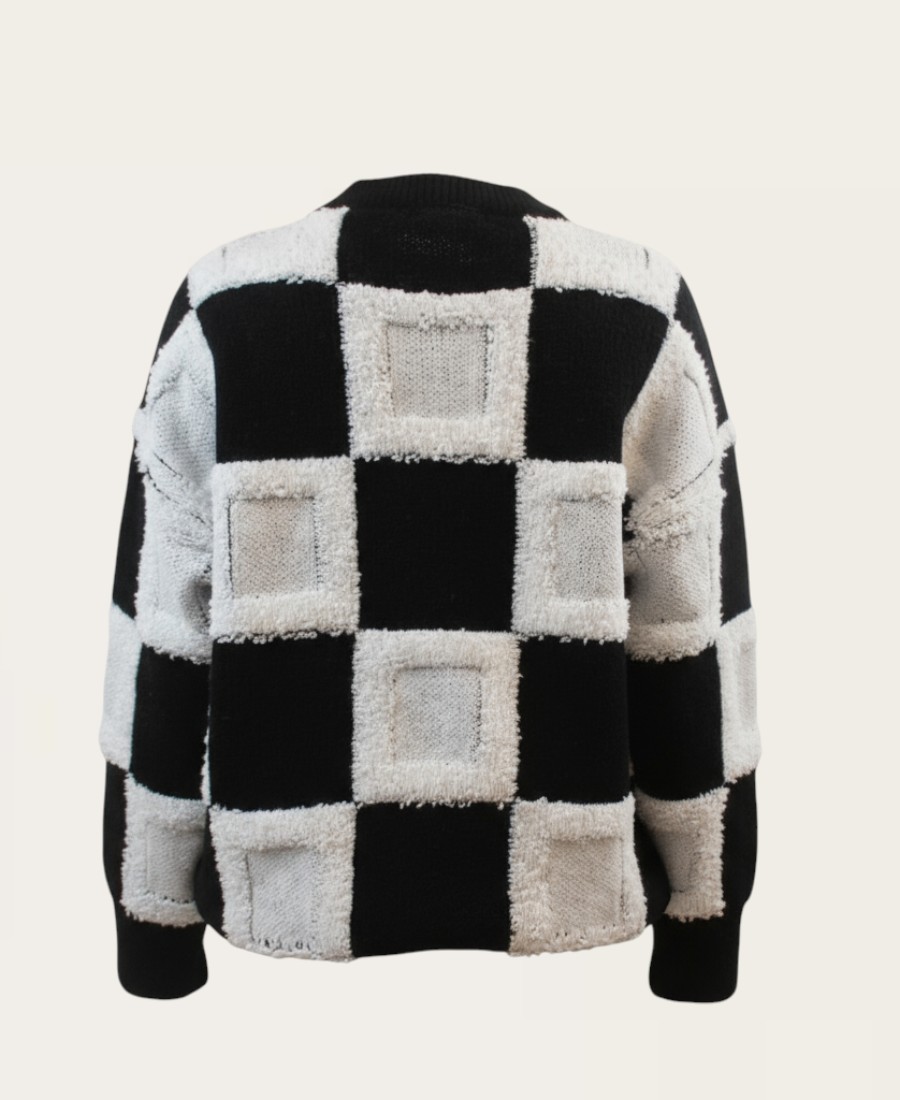 Checkered sweater with fuzz detail SL-345 – 1