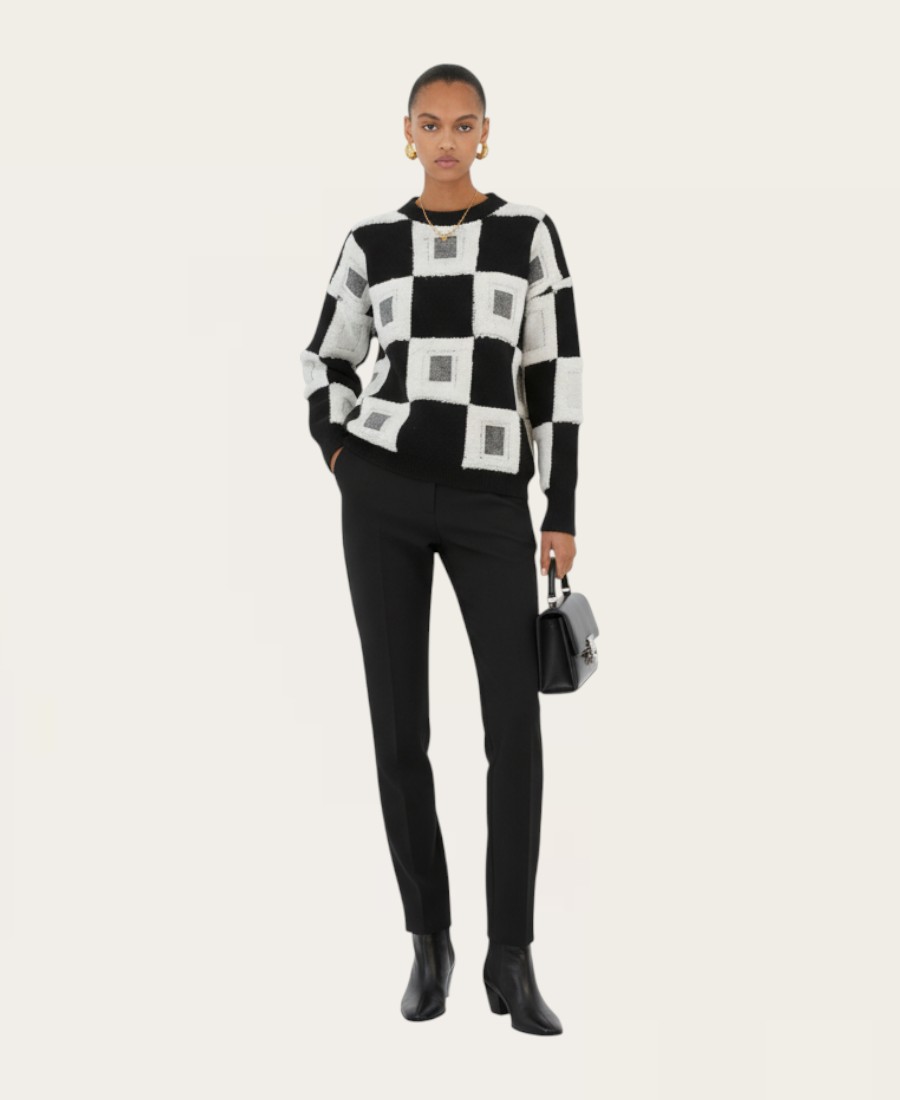 Checkered sweater with fuzz detail SL-345 – 2