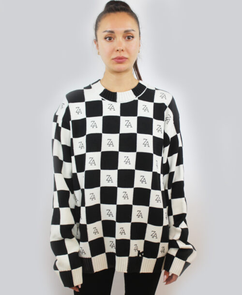 Checkered sweater with ZA detail SL-338