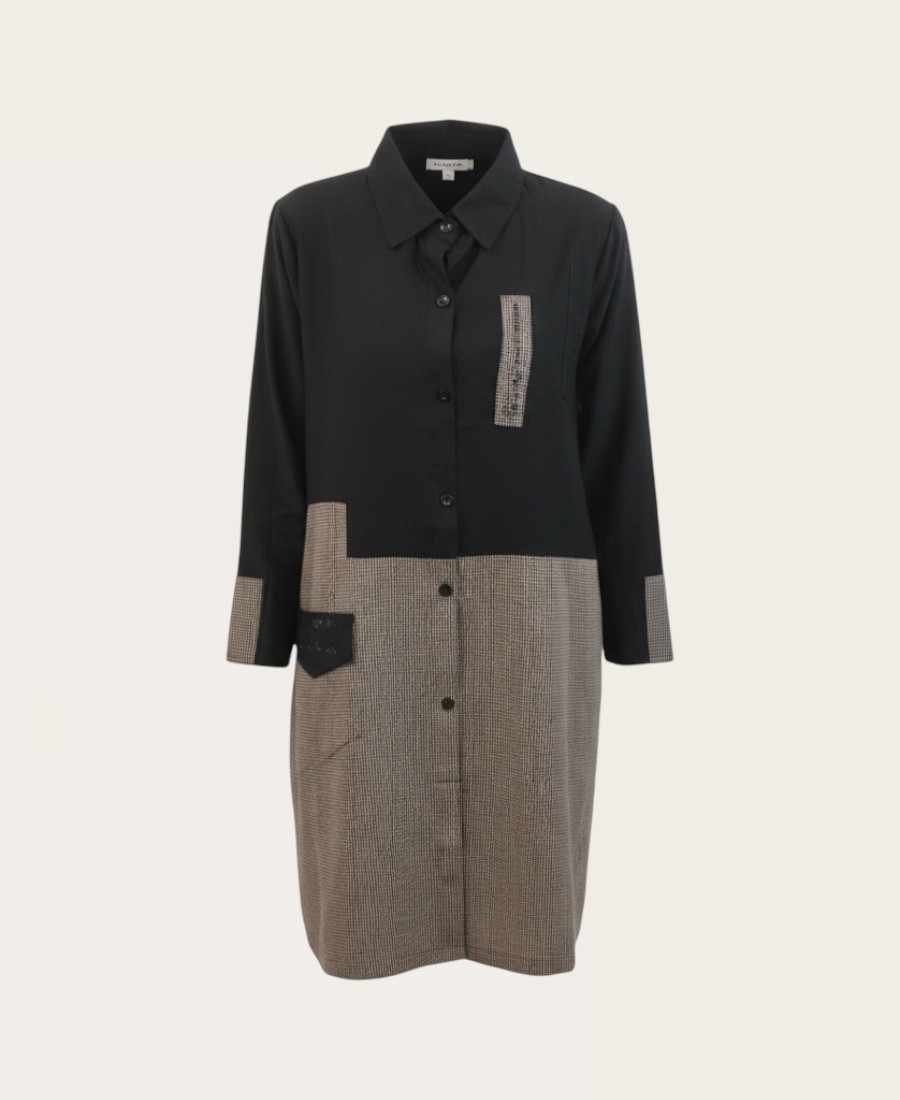 Black and Beige Button Down SL-292 – 1